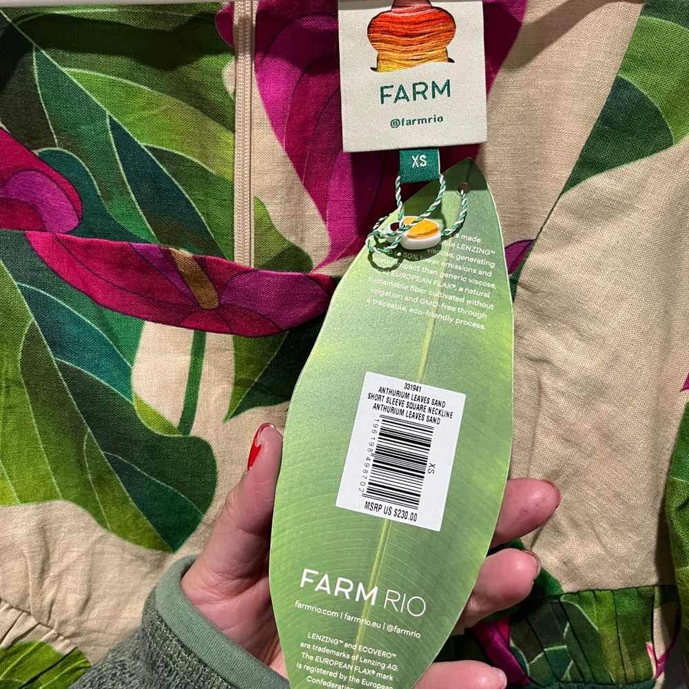 FARM Rio Leaf Print Mini Dress in Green and Pink - Picture 5 of 5